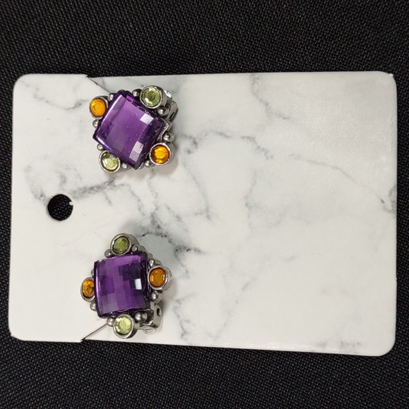 Multi Color Crystal Necklace/Clip-on Earrings Set - Picture 6 of 11